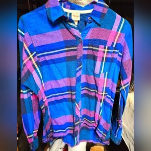 Mossimo womens XS Long sleeve plaid pocketed button up